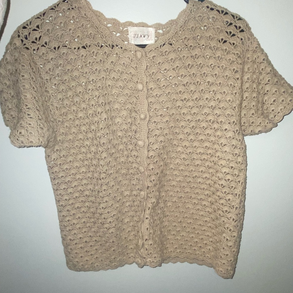 Vintage crochet button up short sleeve